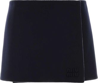 Miu Miu Midnight Blue Wool Blend Reversible Mini Skirt