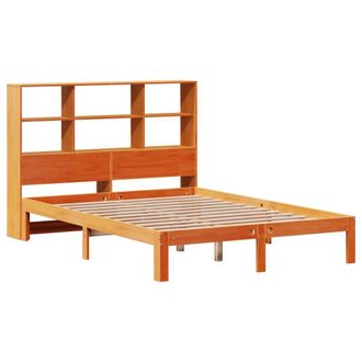 Berkfield Home Decorative Bookcase Bed Frame Wax Brown 135x190 cm Doouble Solid