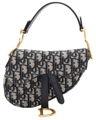 Dior Blue Leather Oblique Saddle Mini Bag (Authentic Pre-Loved)