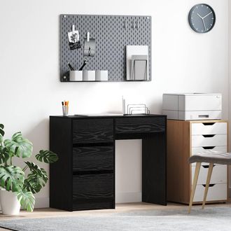 Berkfield Home Black Oak Writing Desk Black oak Particle board, laminate Compact