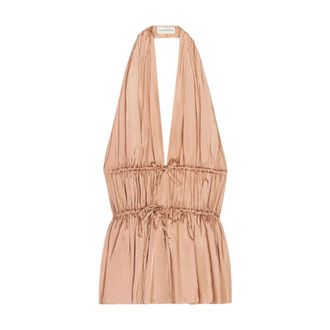 Dries Van Noten Sleeveless Tops, female, Brown, Size: L Smoke Color Blouse