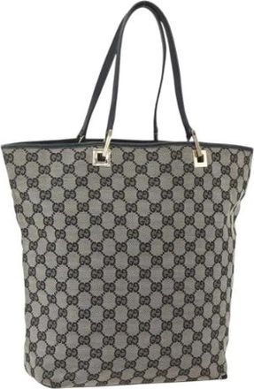 Gucci Pre-owned Tote Bags, female, Black, Size: ONE SIZE Pre-owned Canvas Tote Bag