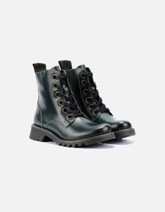 FLY London Womens Fly London Ragi Leather Womens Petrol Boots - Green - Size: UK 4 / eu 37 / us 6 - 6.5