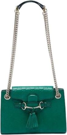 Gucci Pre-owned Emily Schoudertas - Dames - Pre-owned - Groen - Maat: ONE Size Zijde