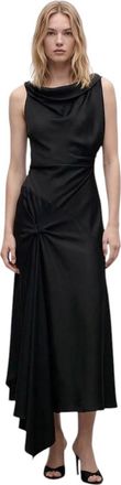 Victoria Beckham Black Cowl Neck Midi Dress