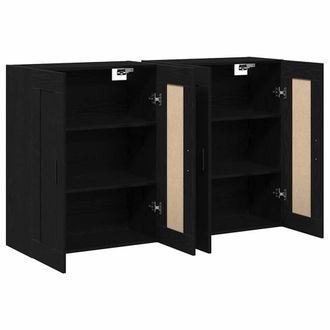 Berkfield Home Wall Mounted Cabinets 2 pcs Black Oak Engineered Wood