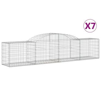 Berkfield Home Arched Gabion Baskets 7 pcs 300x50x60/80 cm Galvanised Iron in Silver