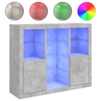 Berkfield Home Sideboards with LED Lights 3 pcs Concrete Grey Engineered Wood