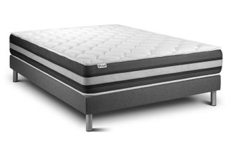 VITALIT Vitalit - Base Tapizada Gris + Colch&oacute;n Con Muelles Y Viscoel&aacute;stica 140 X 200