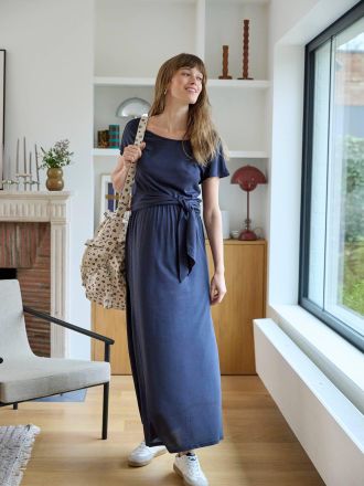 Vertbaudet Robe longue de grossesse en maille manches courtes anthracite