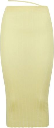 Jacquemus Elastische Gonna Rok - Dames - Midirokken - Geel - XS - Polyester - Rokken