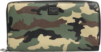 Dolce & Gabbana Multicolor Camouflage Logo Zip Around Continental Mens Wallet
