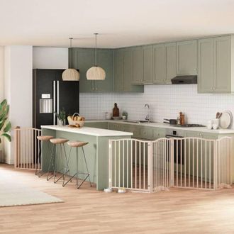 vidaXL Puerta Para Perros Plegable 8 Paneles Madera De &Aacute;lamo 640 Cm Vidaxl