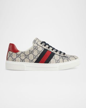 Gucci Ace Monogram Canvas Low-Top Sneakers