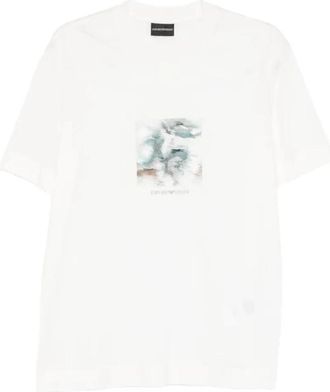 Emporio Armani Grafisch Print Katoenen T-shirt - Heren - T-shirts - Wit - XL - Katoen - Tops
