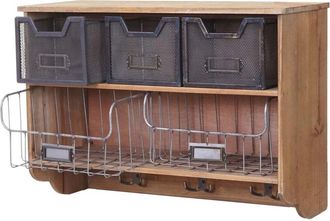 Hhg Non utilizzato] Credenza da cucina pensile vintage HHG 318 metallo legno 24x60x42cm
