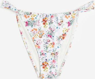 H&M Bikinihose Tanga - Weiss/Gebl&uuml;mt