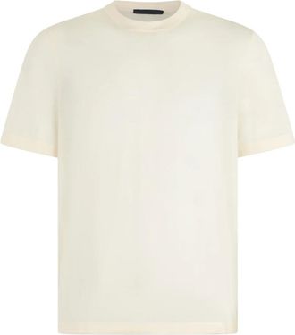 HUGO BOSS By Beckham Gebreid T-shirt - Heren - T-shirts - Beige - M - Wol - Tops