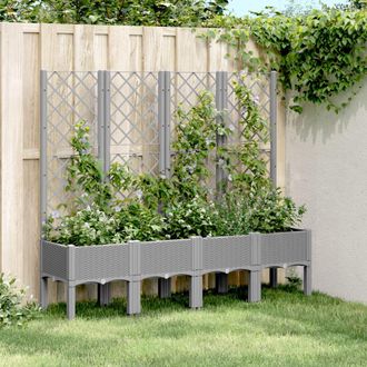 vidaXL Jardinera Con Enrejado Pp Gris Claro 160x40x142 Cm Vidaxl
