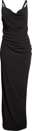 Coperni Logo Clasp Ruched Jersey Dress in Black at Nordstrom, Size 10 Us