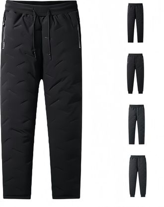 Generic Mens Winter Warm Sweatpants, Windproof Fleece Sherpa, Lined Track Pants Snow Thermal Joggers with Zipper Pocket (Black Flat Feet,5XL)