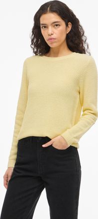 Vila Rundhalspullover VILA VIDALO O-NECK L/S KNIT TOP- NOOS, Damen, Gr. XXL, pastel gelb, Feinstrick, Obermaterial: 100% Baumwolle, unifarben, regular fit 