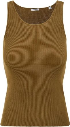 Aspesi Ribbed Cotton Tank Top - Dames - Tops zonder mouwen - Bruin - S - Katoen - Tops