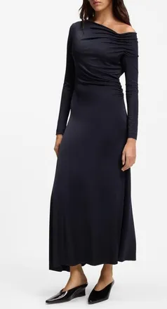 BOSS Ejoe Long Sleeved Asymmetric Neck Maxi Dress in Sky Captain at Nordstrom, Size X-Large