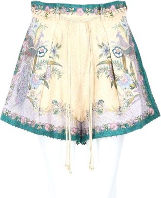 Zimmermann Indra High-Waisted Floral Linen Shorts