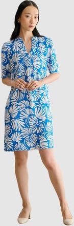 Hobbs London Lucille Knee-Length Shift Dress in True Blue Ivory at Nordstrom, Size 14