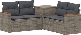 vidaXL Juego De Sof&aacute; 5 Uds. Gris Y Gris Oscuro Rat&aacute;n Sint&eacute;tico Y Acero Vidaxl