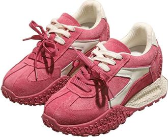 Generic Women Thick Soled Hidden Heel Sneakers Casual and Versatile Breathable and Anti Slip Sports Shoes (Pink,5.5)