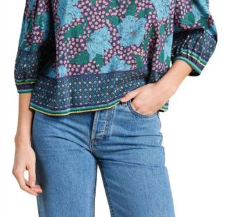 Trovata Womens Orly Blouse In Midnight Trellis