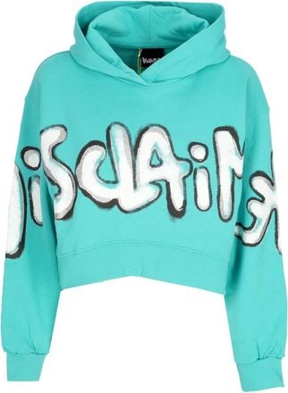 Disclaimer Crop Hoodie Sweatshirt Katoenen Ribboorden - Dames - Hoodies - Blauw - S - Katoen - Hoodies & sweatvesten