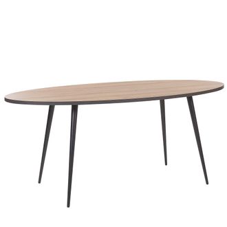 Beliani Beliani - Mesa De Comedor Ovalada Tablero De Madera Oscura Patas De Metal Negro 180 X 90 Cm Retro Moderno Ottawa