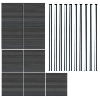 MonsterShop Composite Fence Panels & LED Posts 6ft x 51ft - Grey