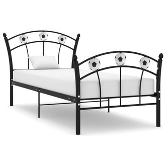 Berkfield Home Bed Frame with Football Design Black Metal 90x200 cm
