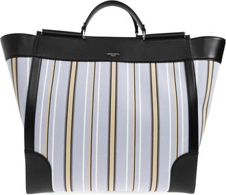 Dolce & Gabbana Sicily Striped Jacquard Handbag - Heren - Shoppers - Blauw - ONE Size - Katoen - Tassen