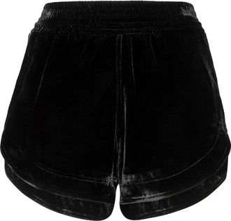 Philipp Plein Korte Broeken, Dames, Zwart, M, Leer, Velvet Hot Pants