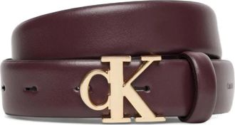 Calvin Klein Accessoires, Dames, Bruin, 95 CM, Leer, Buckle 30mm Fixed Riem