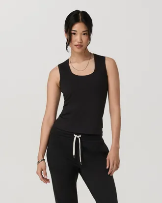 Vuori Clothing Halo Essential Scoop Tank Top Long | Solid Black | XS, Size Extra Small