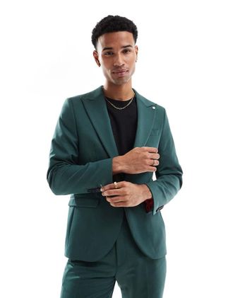 Twisted Tailor Buscot skinny suit jacket in forest green - part of a set