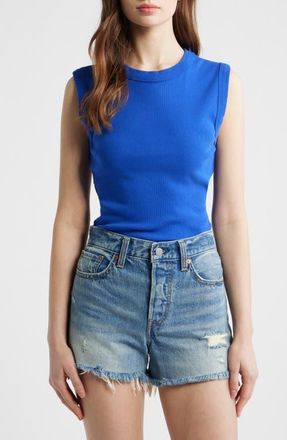 Free People Murphy Cotton Tank in Blue at Nordstrom, Size X-Large