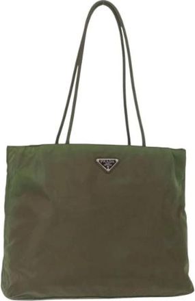 Prada Pre-owned Tote Bags, female, Green, Size: ONE SIZE Pre-owned Nylon Tote Bag