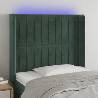 vidaXL Cabecero Con Led De Terciopelo Verde Oscuro 103x16x118/128 Cm Vidaxl