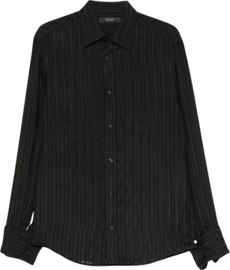Gucci Gestreepte Zijde Gauze Shirt - Heren - Zakelijke Overhemden - Zwart - M - Overhemden