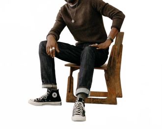 Taylor Stitch Eddie Crew Sweater In Coffee Herringbone