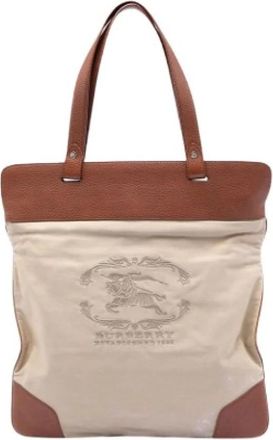 Burberry Pre-owned Tote Bags, female, Beige, Size: ONE SIZE Pre-owned Canvas Tote Bag