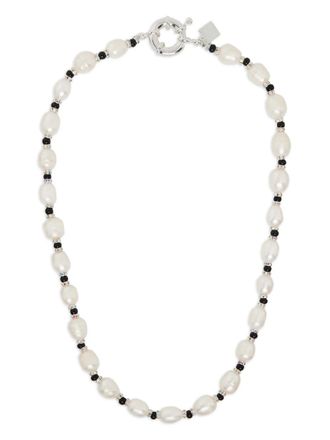 Pearl Octopuss.y pearl necklace - unisex - Freshwater Pearl/Crystal/Sterling Silver - One Size - White