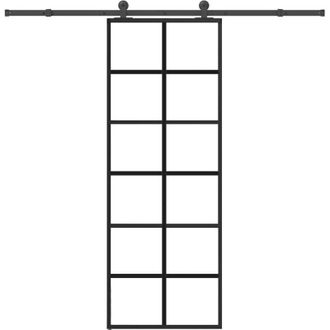 vidaXL Vidaxl - Puerta Corredera Con Set Herrajes Vidrio Esg Aluminio 76x205 Cm